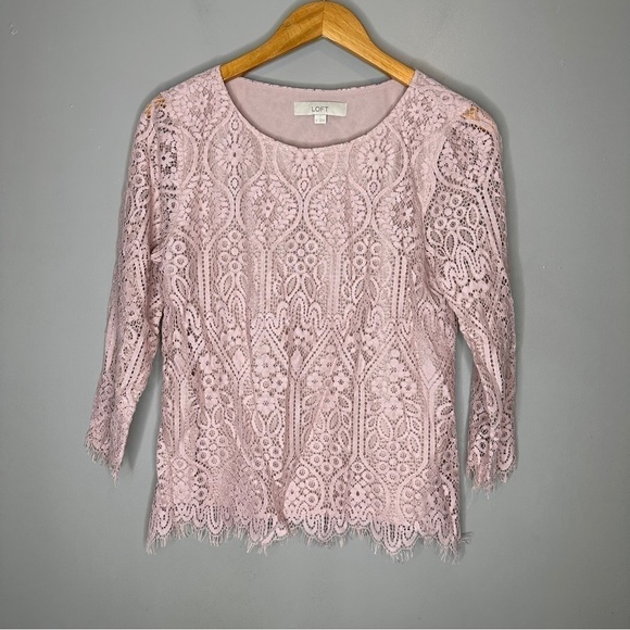 Loft lace overlay 3/4 sleeve blouse - Picture 1 of 5